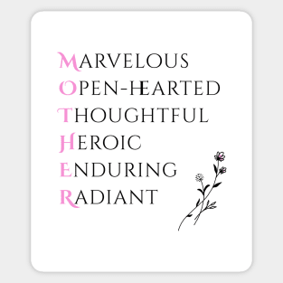 Best Mom ever Acrostic - A Minimalistic mothers day Design Sticker